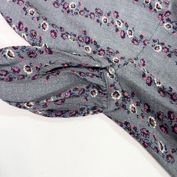 Free People Shirt Dress Womens Medium Gray Floral Long Sleeve Button Up - Picture 7 of 12